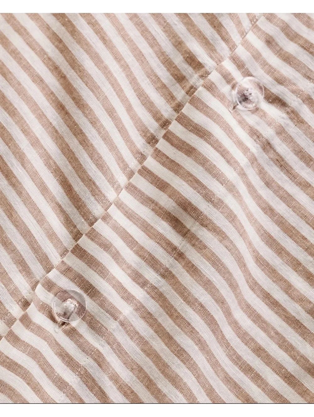 Quince European Linen Duvet Cover Set Full Queen Latte White Stripe $204 Retail